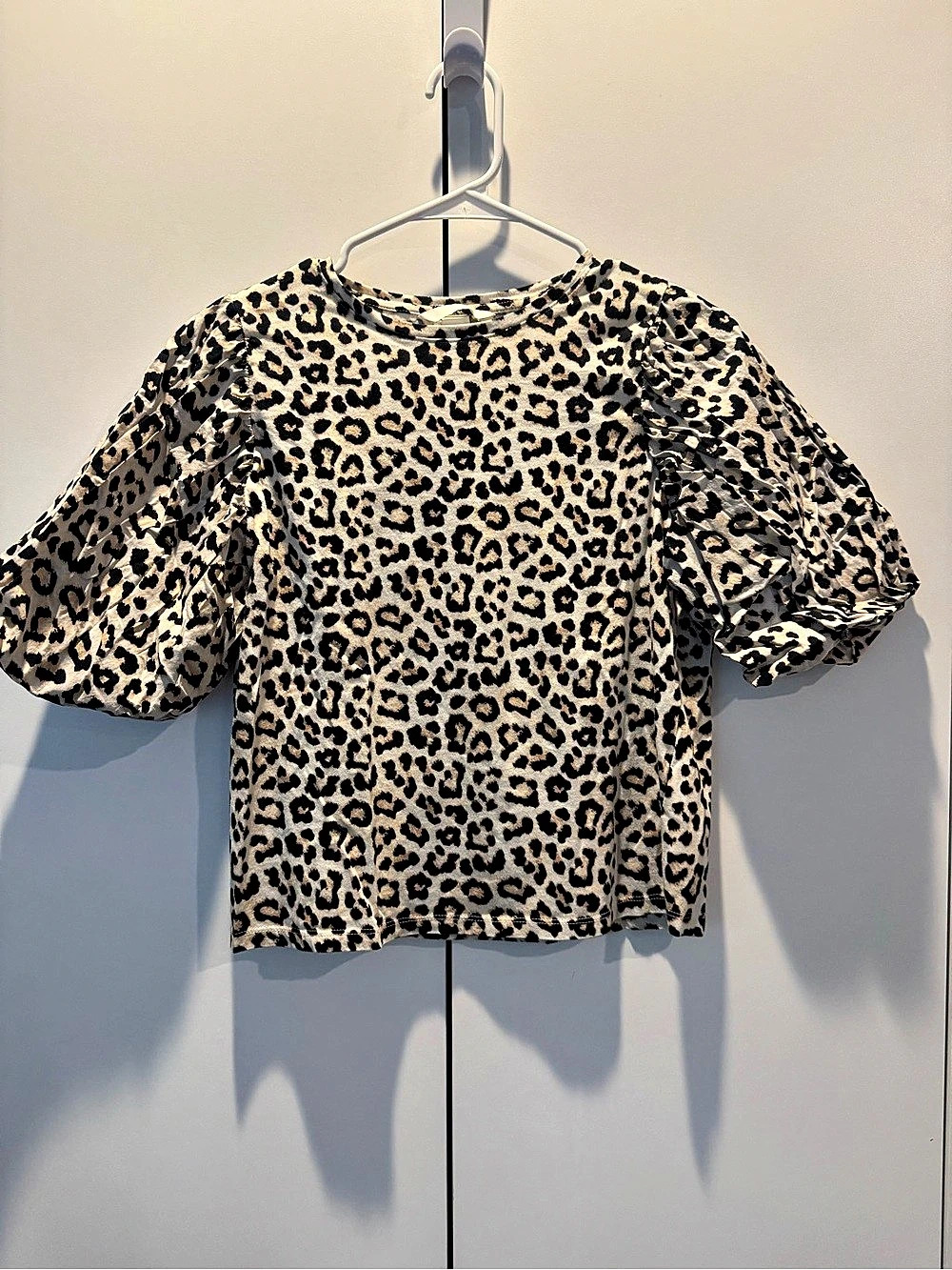 H&M leopard print Puff-Sleeved Blouse
